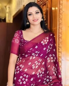 Dark pink printed saree