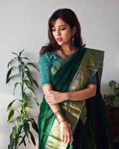 Green shiny saree - Barkha Singh
