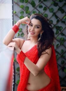 red-saree-navel-eshanya-maheshwari