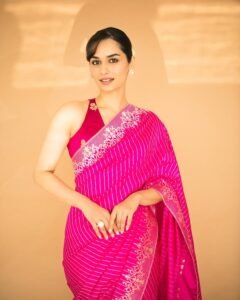 dark-pink-stripe-saree_manushi-chhillar